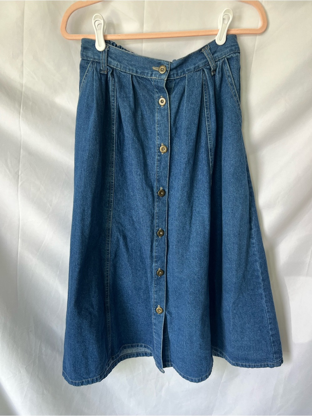 Women’s Vintage CLASSIC ELEMENTS 100% Cotton Button Jean Maxi Skirt